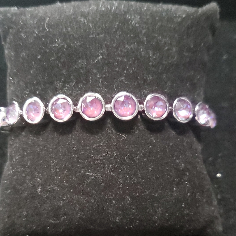 Touchstone Crystal Purple Bezel-Set Crystal Tennis Bracelet